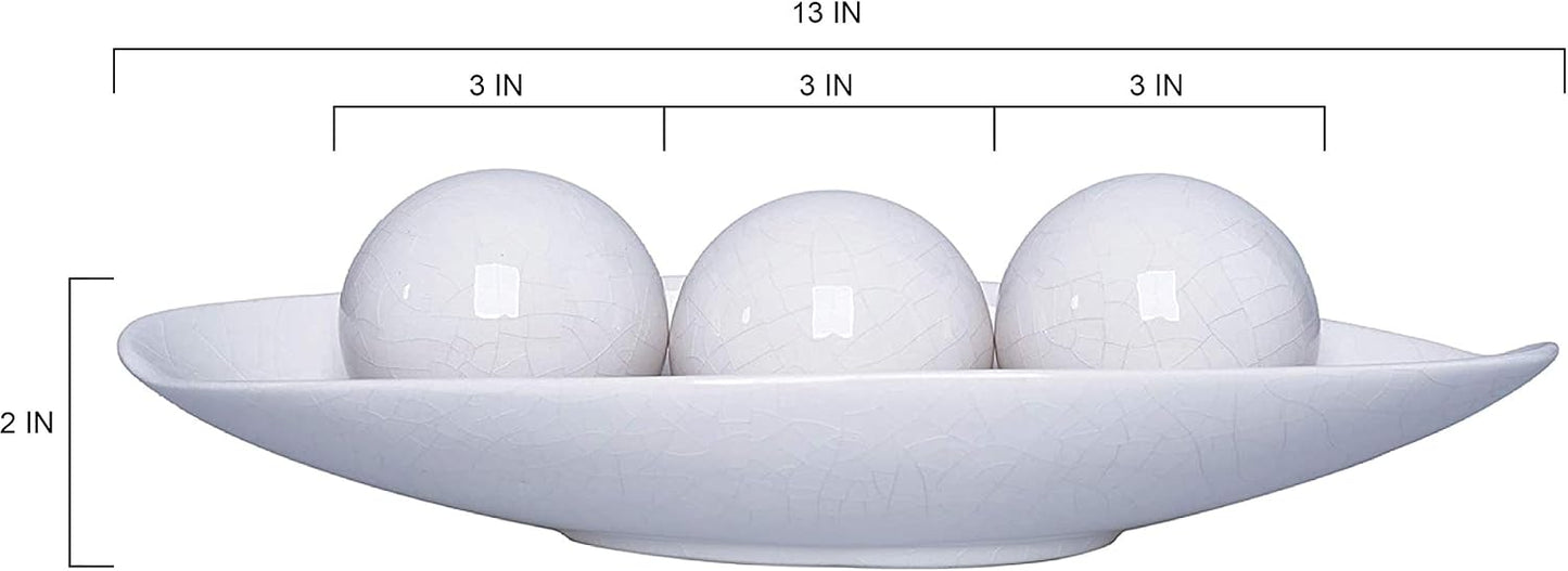 Decorative Bowl and Orb Set. GIFT / Crackle Ivory