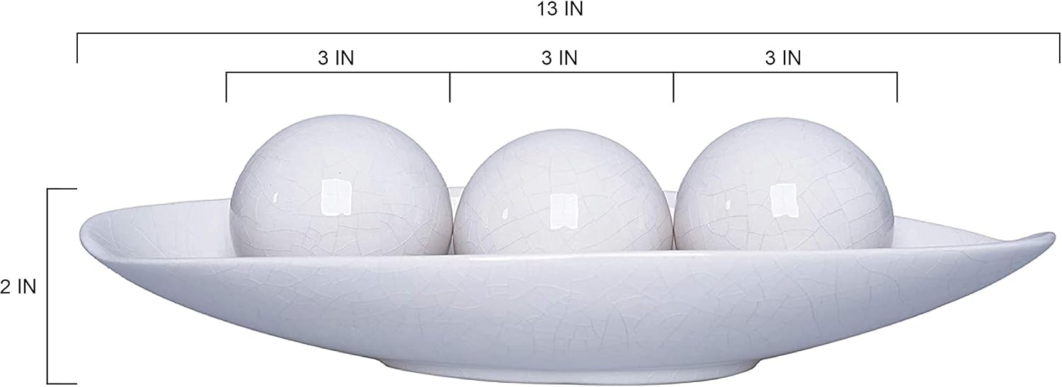 Decorative Bowl and Orb Set. GIFT / Crackle Ivory