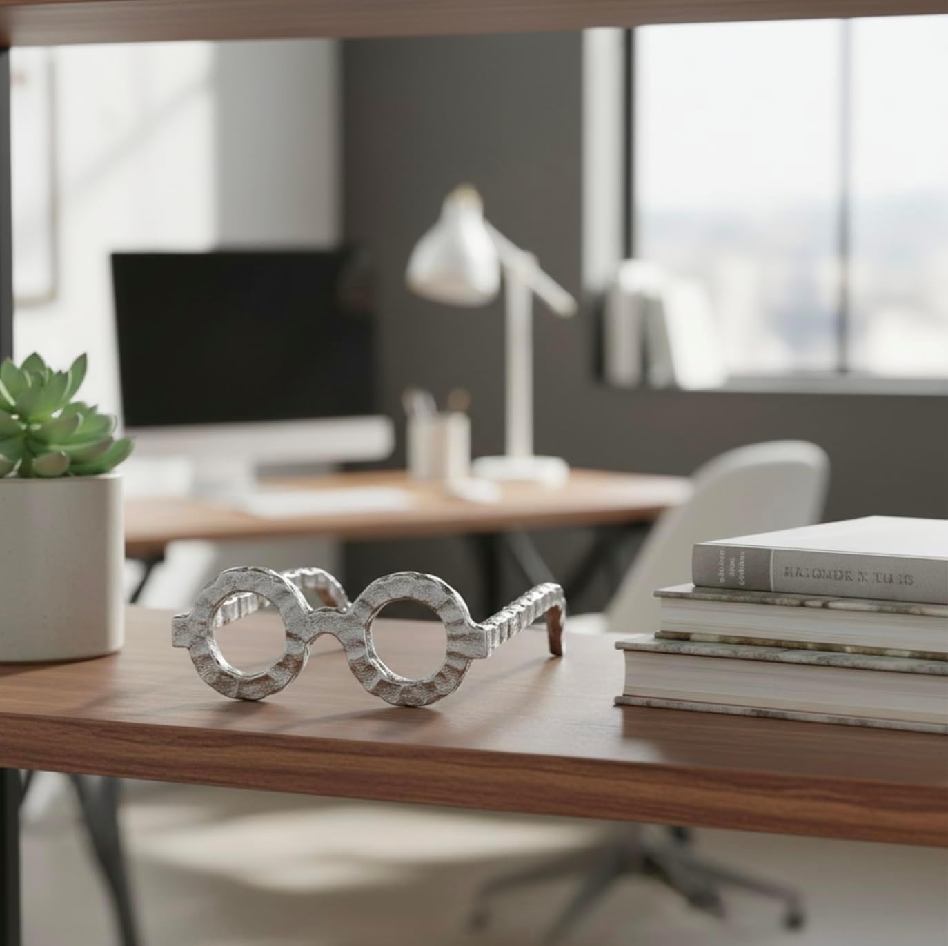 Square Book Stack Accent / Silver / Round
