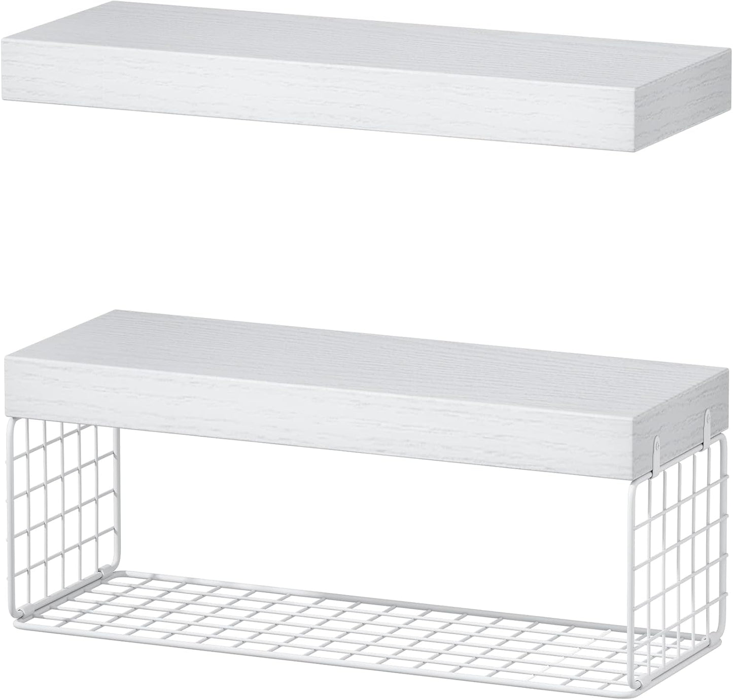 QEEIG White Bathroom Shelves Over Toilet - Wall Mounted Floating Shelves Farmhouse Shelf Toilet Paper Storage Small 16