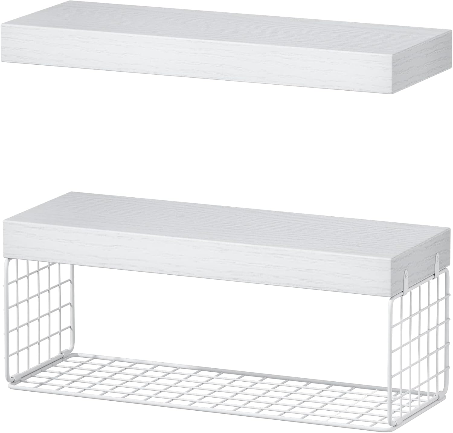QEEIG White Bathroom Shelves Over Toilet - Wall Mounted Floating Shelves Farmhouse Shelf Toilet Paper Storage Small 16