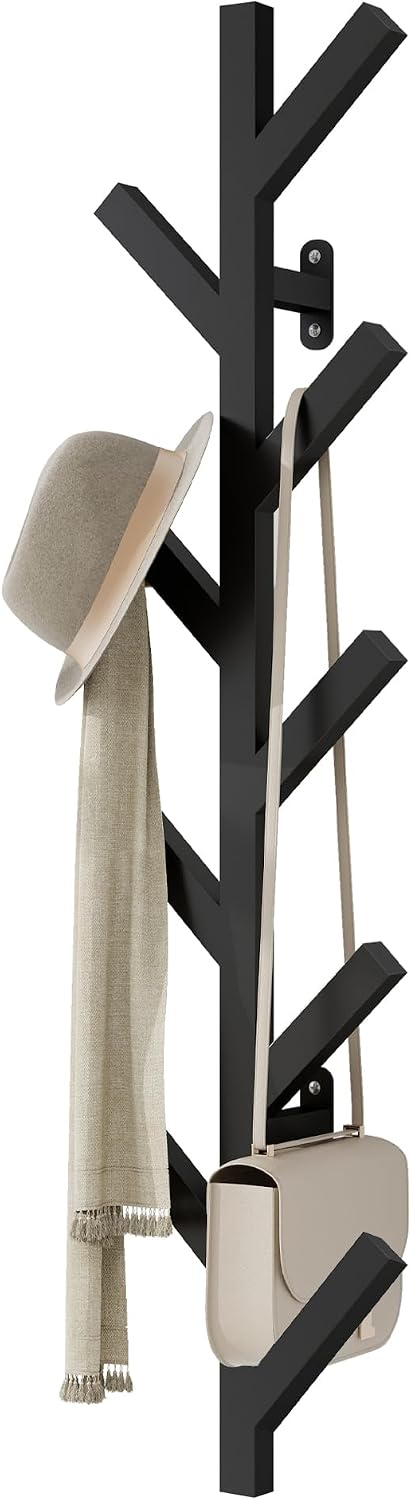 Vlush Wall Mounted Metal Coat Rack with 9 Hooks Modern Minimalist & Upright Coat Rack for Hanging Clothes, Hats