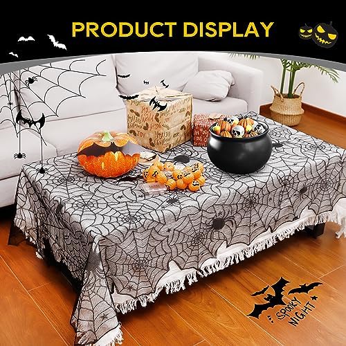 eZAKKA Halloween Tablecloth, 53x71 Inch Spider Web Rectangular