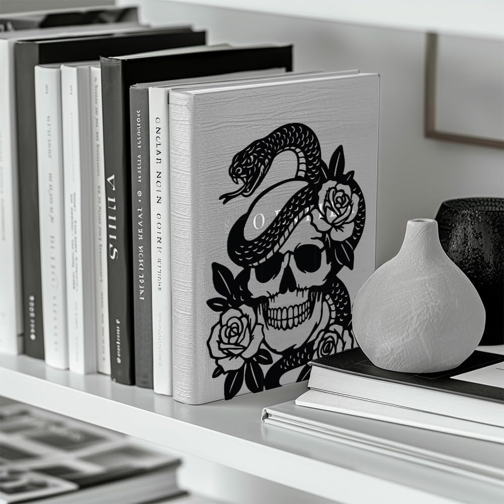 Metal Bookends / Modern Decorative Heavy Duty Study Book Support Stoppers / Skulls and Snakes