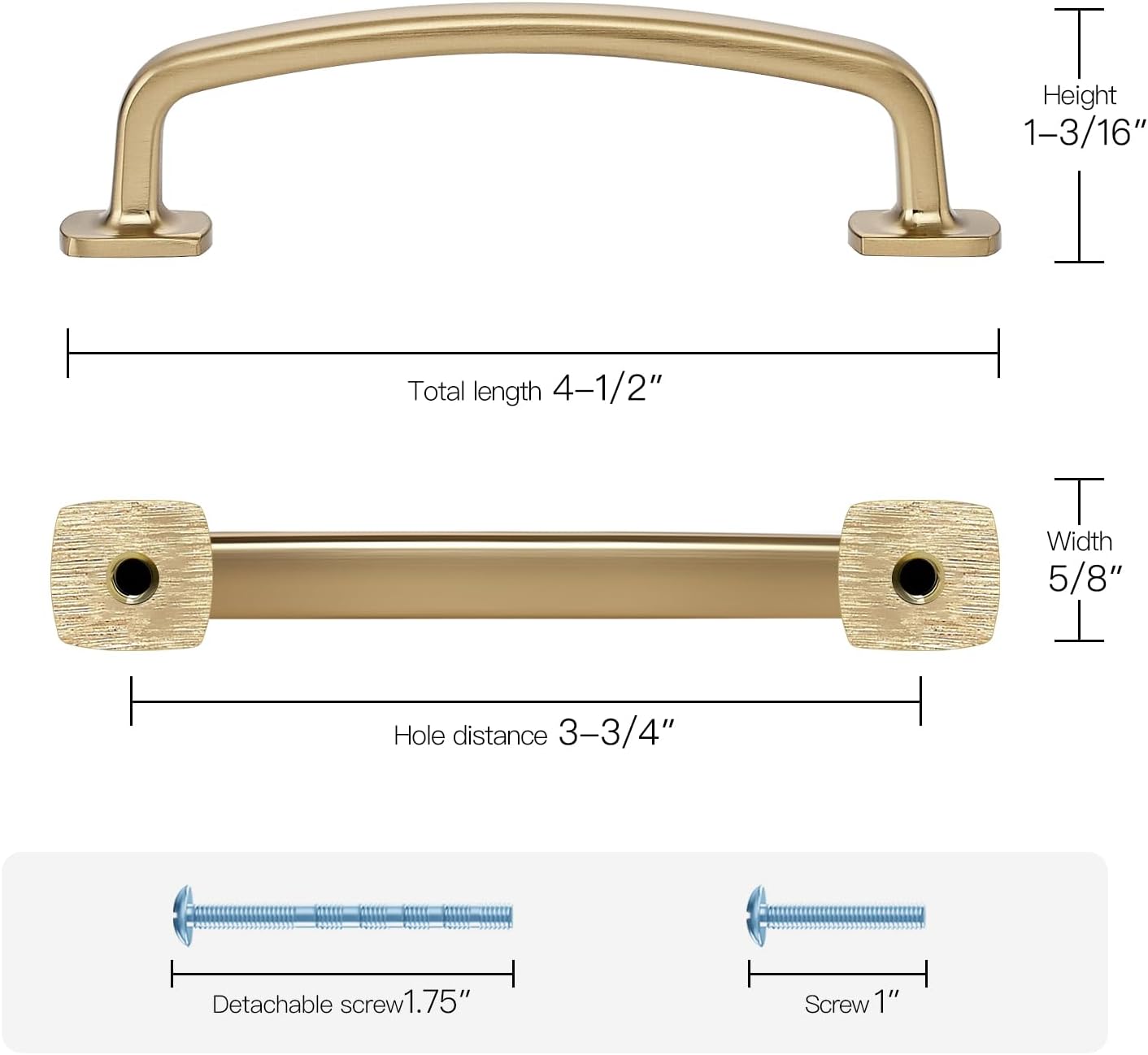 Arch Cabinet Pulls Solid 3-3/ / Champagne Bronze / 3-3/4 Inch Hole Center / 4 Inch / Set of 10