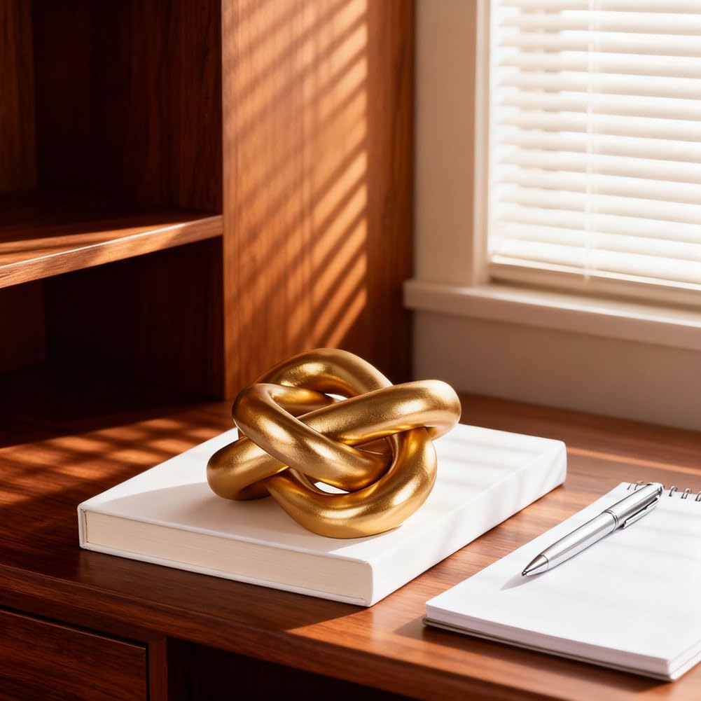Gold Coffee Table Decor Modern Shelf / Gold Knot - A