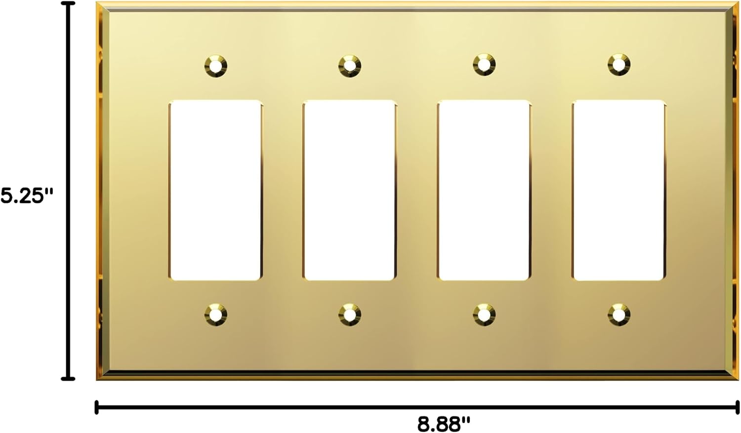 LIDER Reflective Decorator Wall Plate, Oversized 4-Gang, Mirror Glass Gold | Mirrored Light Switch Plate, Plexiglass