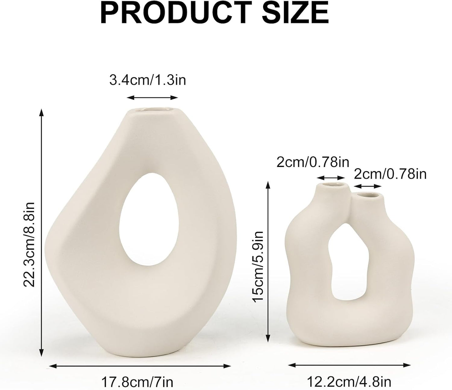 Ceramic Vase / Modern Donut Vases for Nordic Minimalist Boho Home Decor / Set of 2