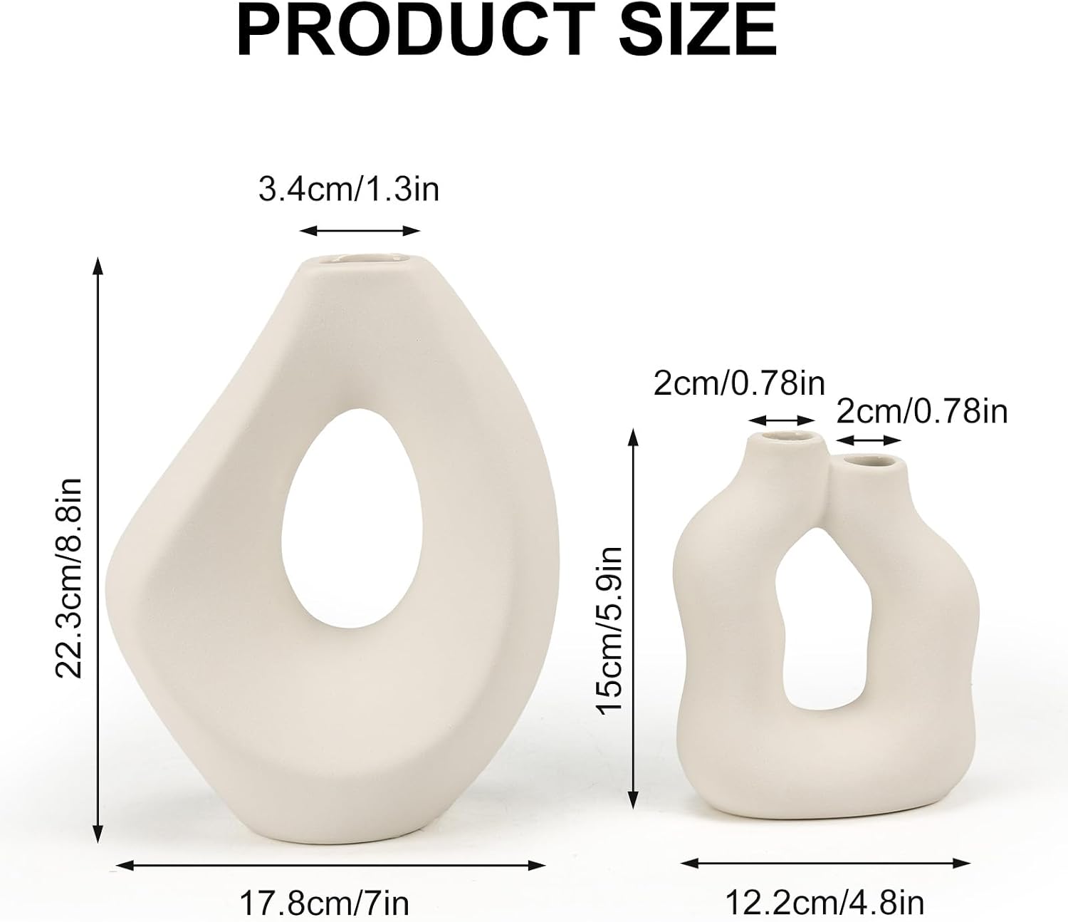 Ceramic Vase / Modern Donut Vases for Nordic Minimalist Boho Home Decor / Set of 2