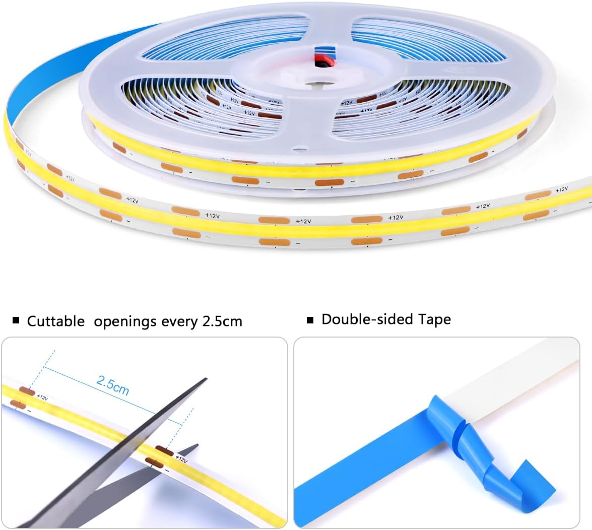 Cabinet Light COB LED Strip Lights 6-in-1 Dimmable Touch Control | for Display Cabinets, Wardrobes, Kitchen, Wine