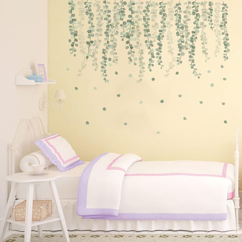 Eucalyptus Vine Leaves Wall Decals Hanging Plants Wall Stickers Living / Eucalyptus Leaves / Green