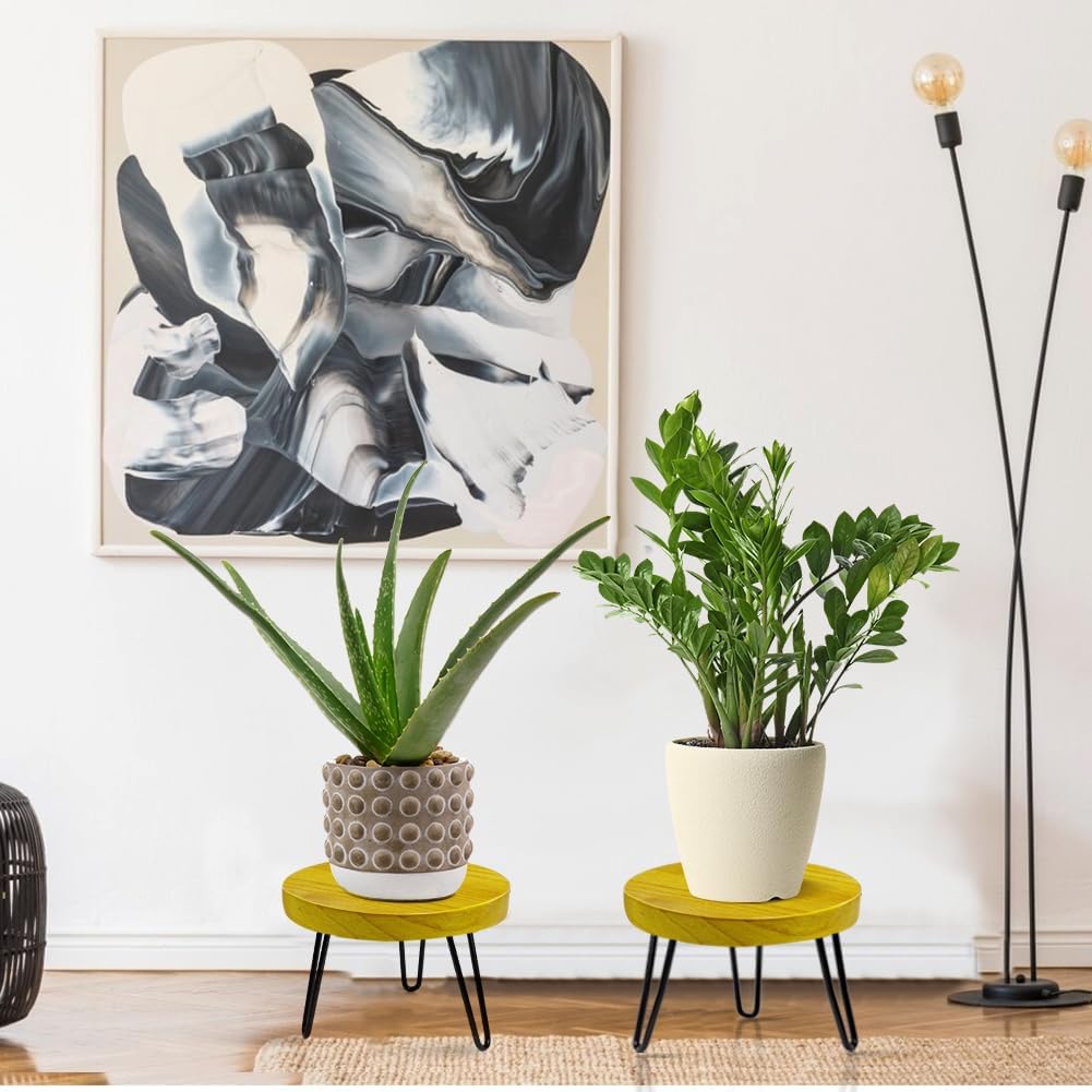 OBTAIN Plant Stand Indoor Outdoor, Wooden plant Stool, Mid Century Plant Stand for Indoor Plants, Wood Modern Plant
