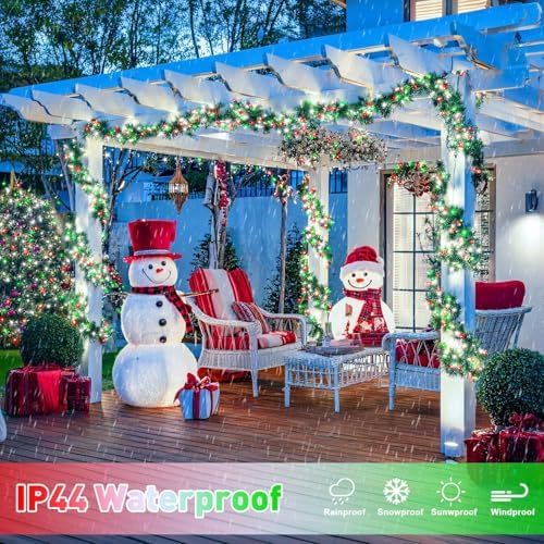 JMEXSUSS 200 LED Red White and Green Christmas Lights Outdoor
