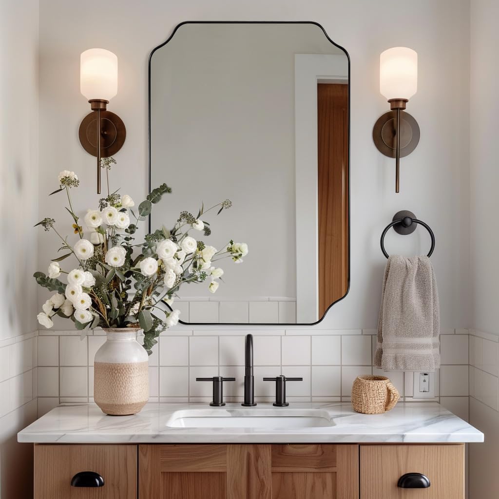 Prywot Full Length Mirror, Oversized 90"x46" Arched-Top Floor Mirror, Gold