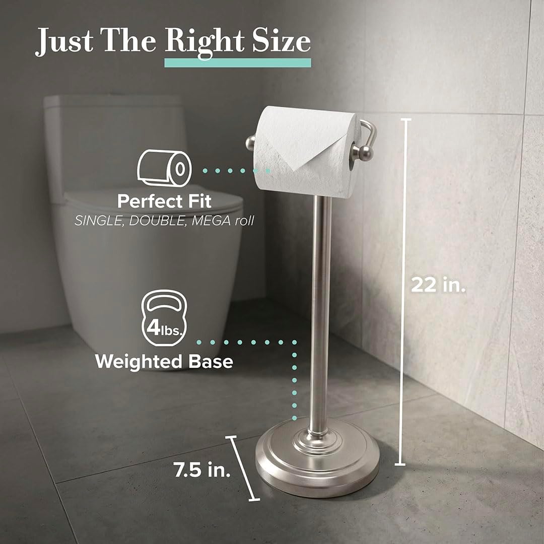 Gatco 1436SN Pedestal Toilet Paper Holder, Satin Nickel