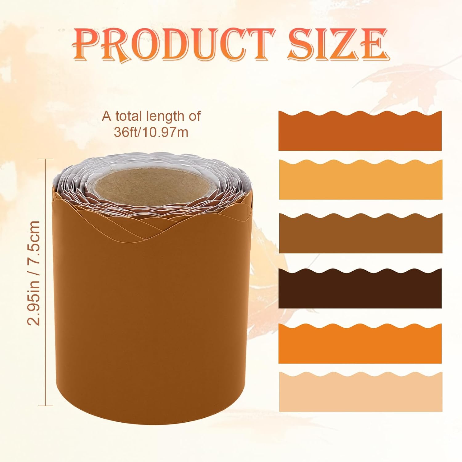6 Rolls Colorful Borders Scalloped Trim / Fall / 216 Inch