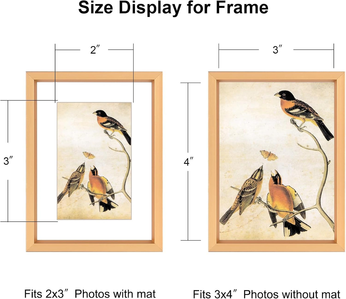 BKABOT 3x4 Gold Aluminum Photo frames 3 Pack HD Glass Mat 2x3 Wall Table | Brushed aluminum Picture frames,removable