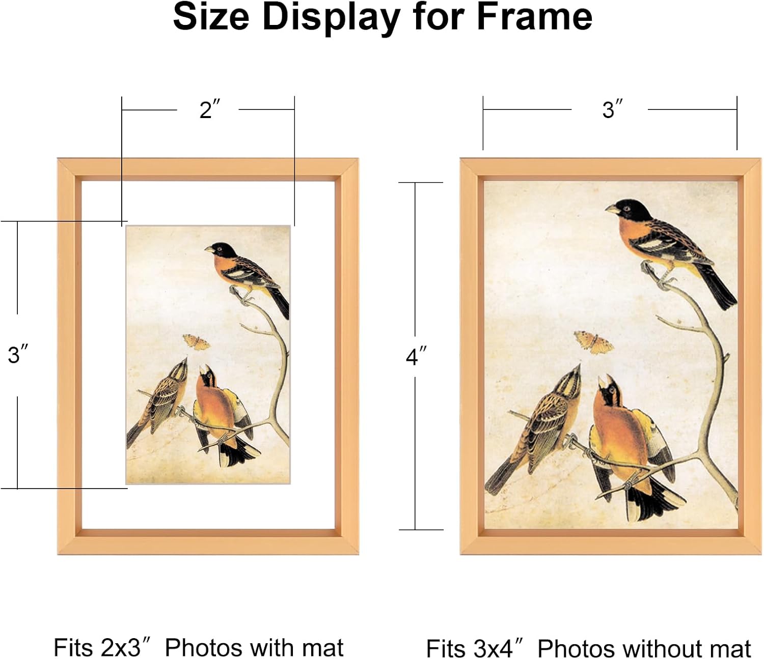 BKABOT 3x4 Gold Aluminum Photo frames 3 Pack HD Glass Mat 2x3 Wall Table | Brushed aluminum Picture frames,removable