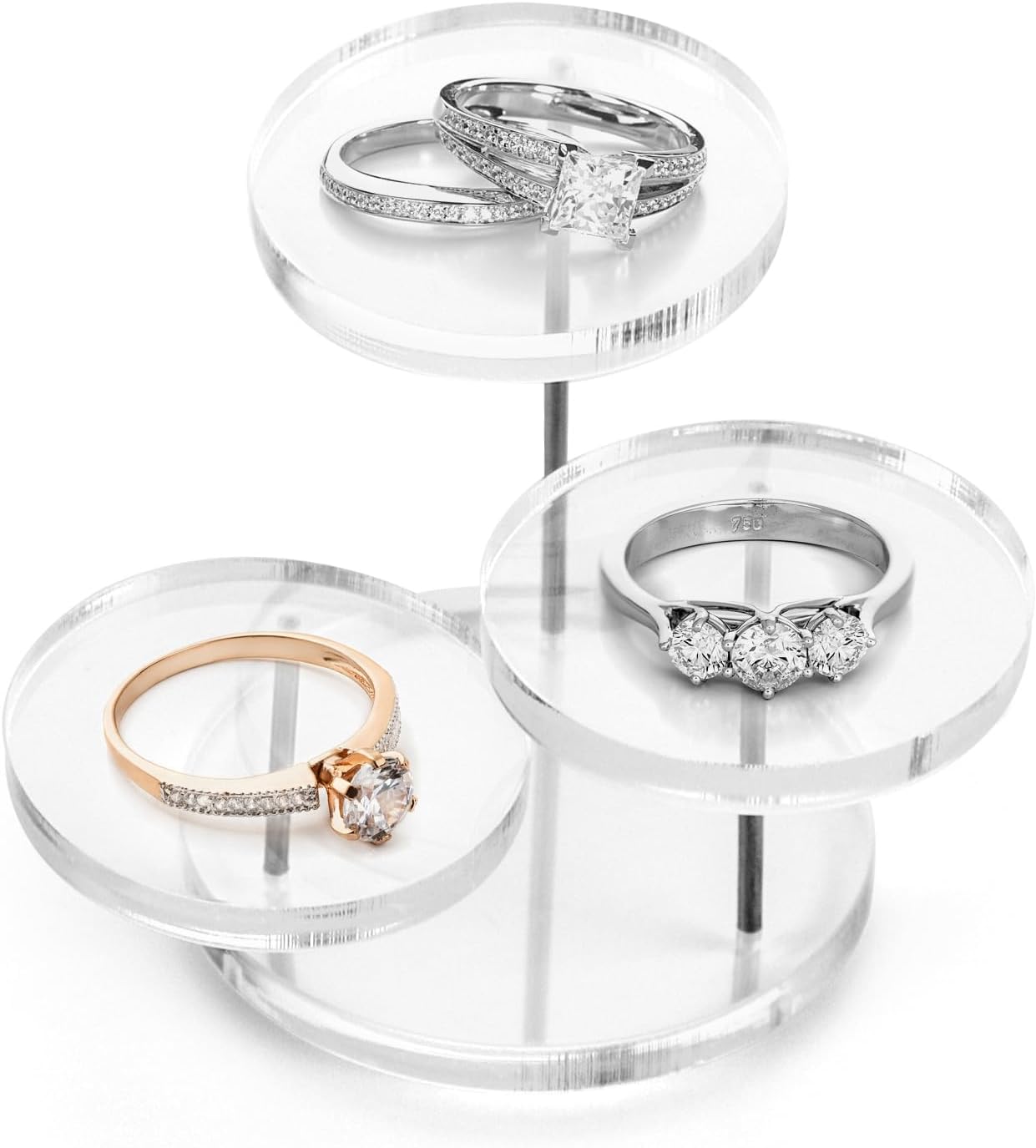 Small Jewelry & Figurine Stand / Clear / 3 Tier / Set of 4