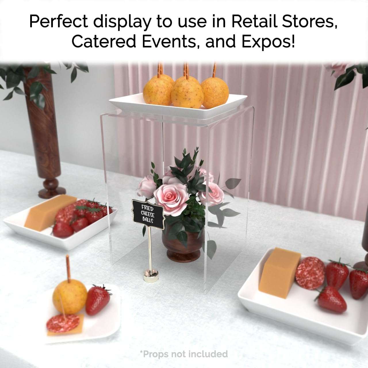 Marketing Holders 4 Pack Clear Acrylic Riser Display Stand 8" x 8" x 12" Merchandise Showcase One Piece Fixture Retail