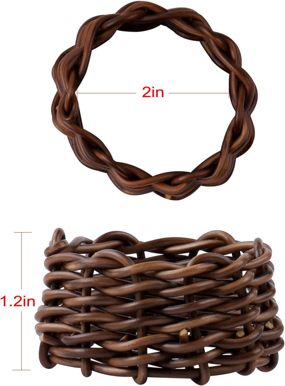 Napkin Buckles Holder Bulk for Farmhouse / Rattan / Natural / Set of 6