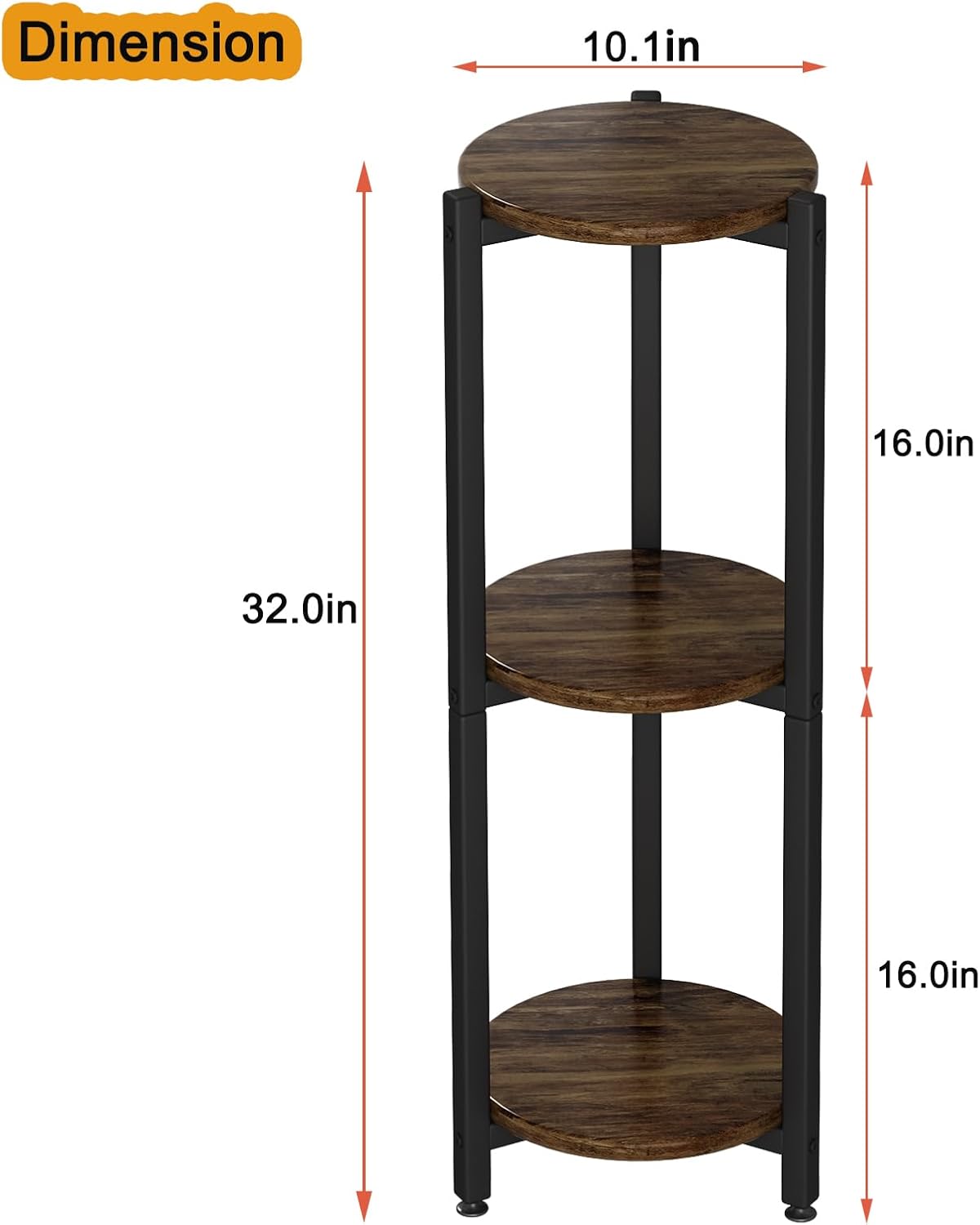 3 Tier Plant Stand Indoor Corner Tall Round Shape Plant Shelf | Modern Metal MDF board Flower Storage,Suitable tight