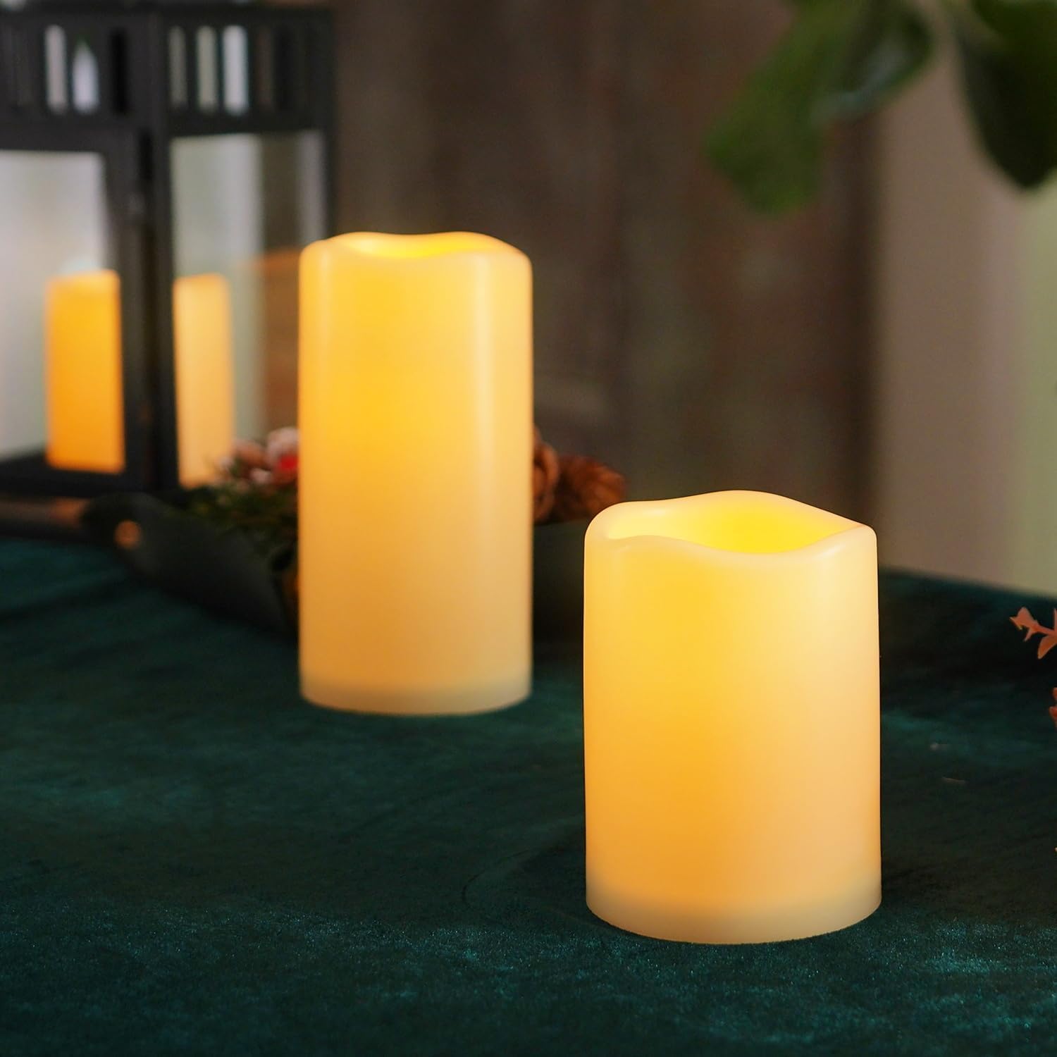 Homemory Outdoor Waterproof Flameless LED Candles with Remote Timer, 9 Pack | Battery operated flickering LED pillar c