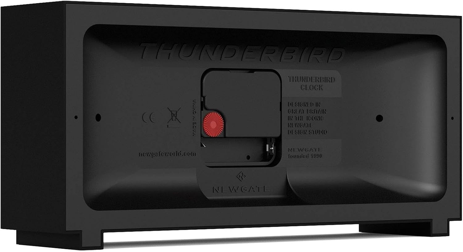 NEWGATE® Thunderbird Desk Clock | Retro Contemporary Rectangular Design | Black | Modern mid-Century Style for Desk