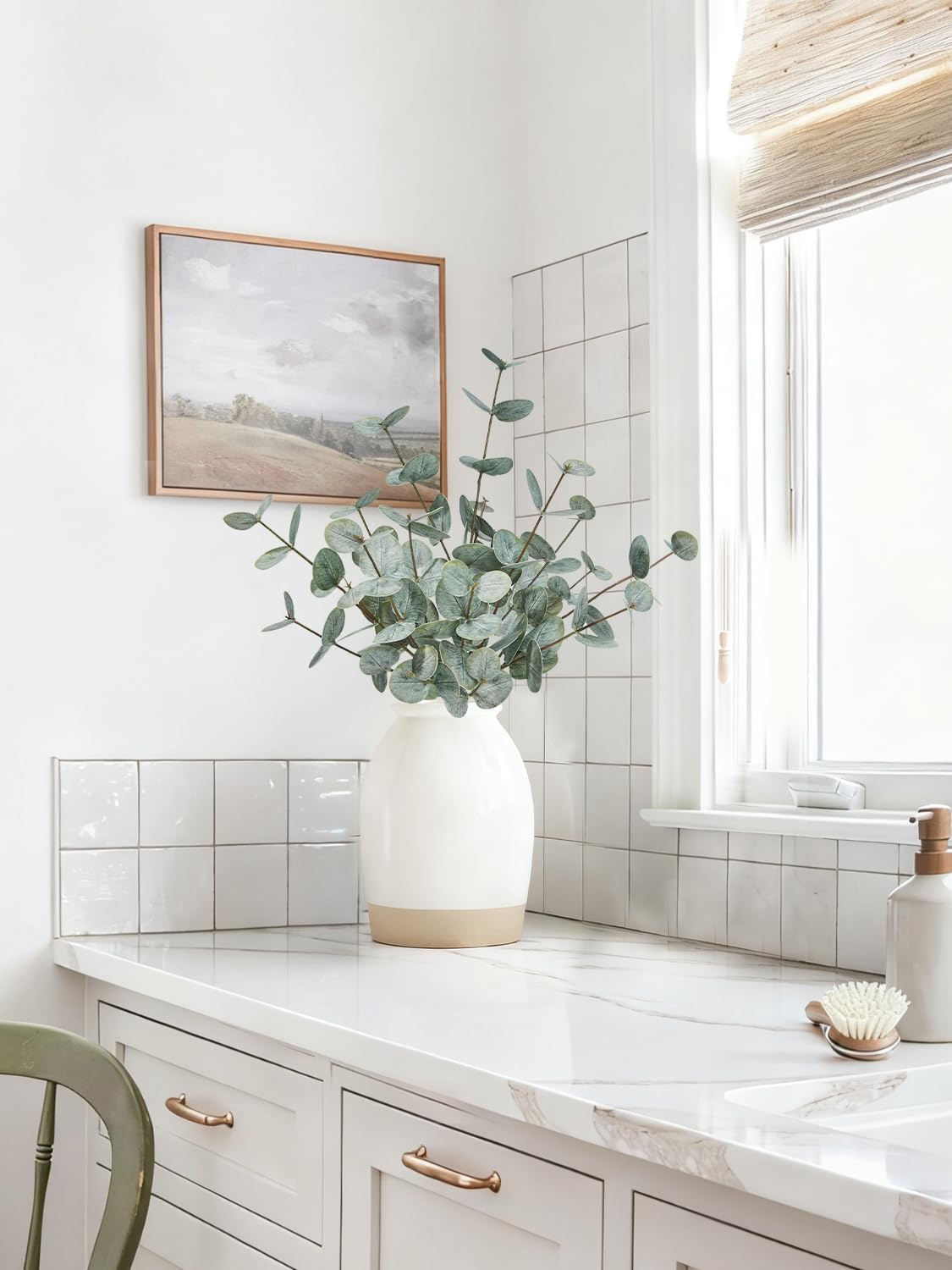 Artificial Eucalyptus Stems 18.7" Fake Eucalyptus Plants / Set of 6