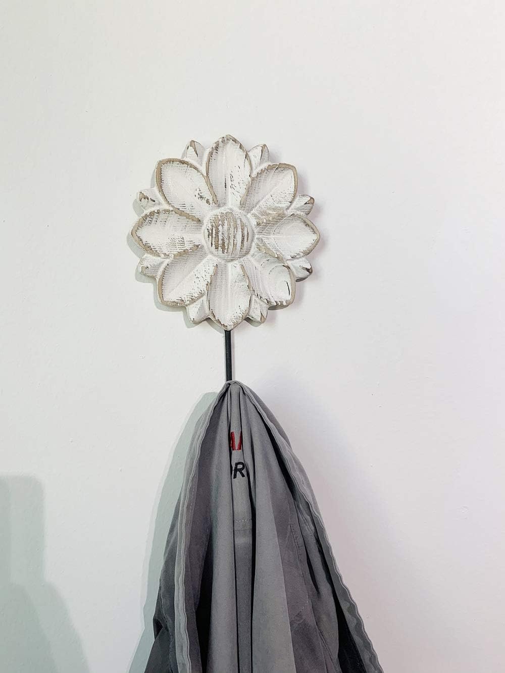 Farmhouse Boho Coat Rack / S/2 Distressed White