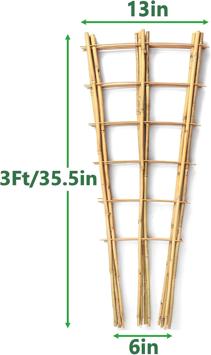 10 Pack 3 Feet Natural Bamboo Trellis, Fan-Shaped Bamboo Plant Trellis for Climbing Plants, Vegetables, Cucumber