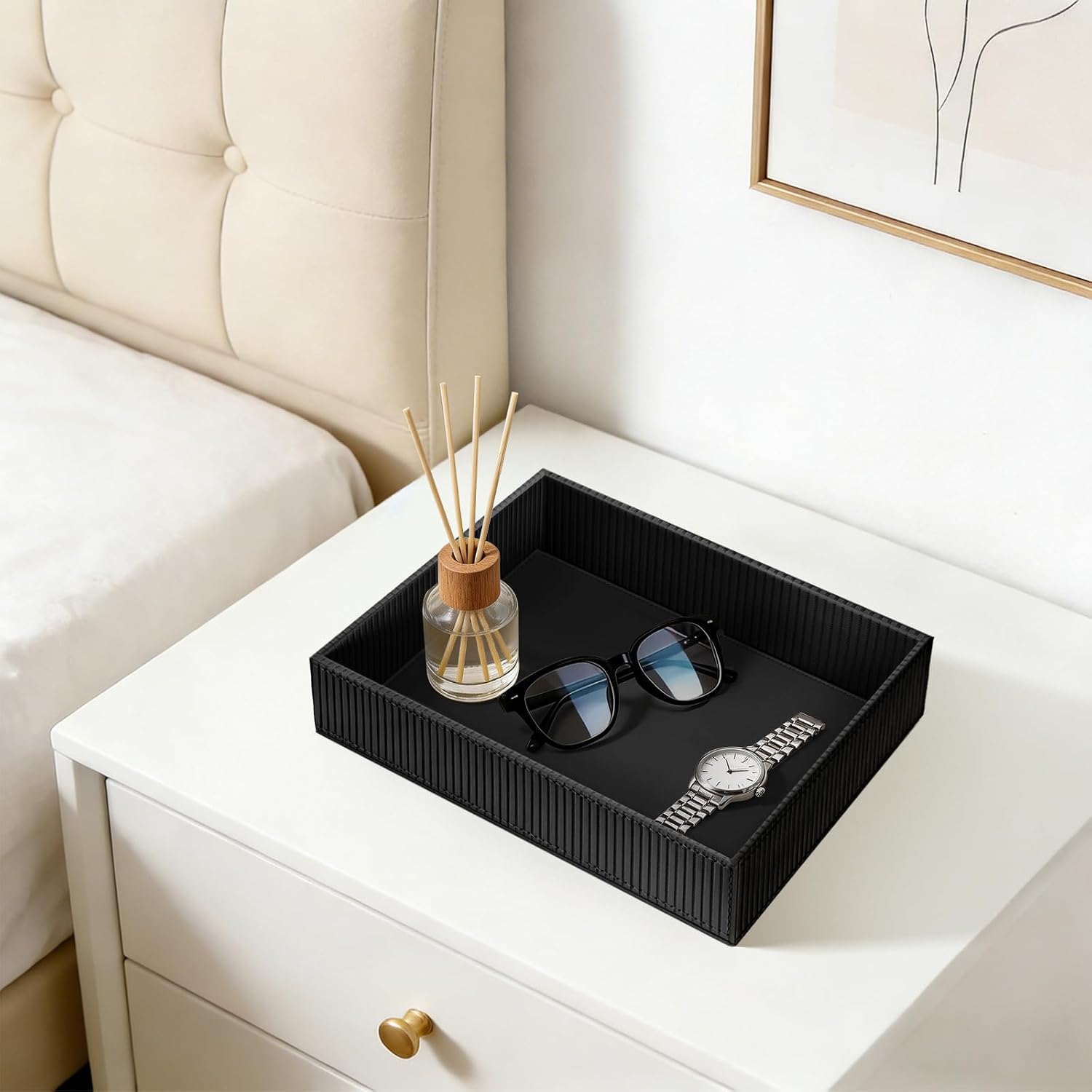 Valet Tray Desk Organizer / Stripe Black