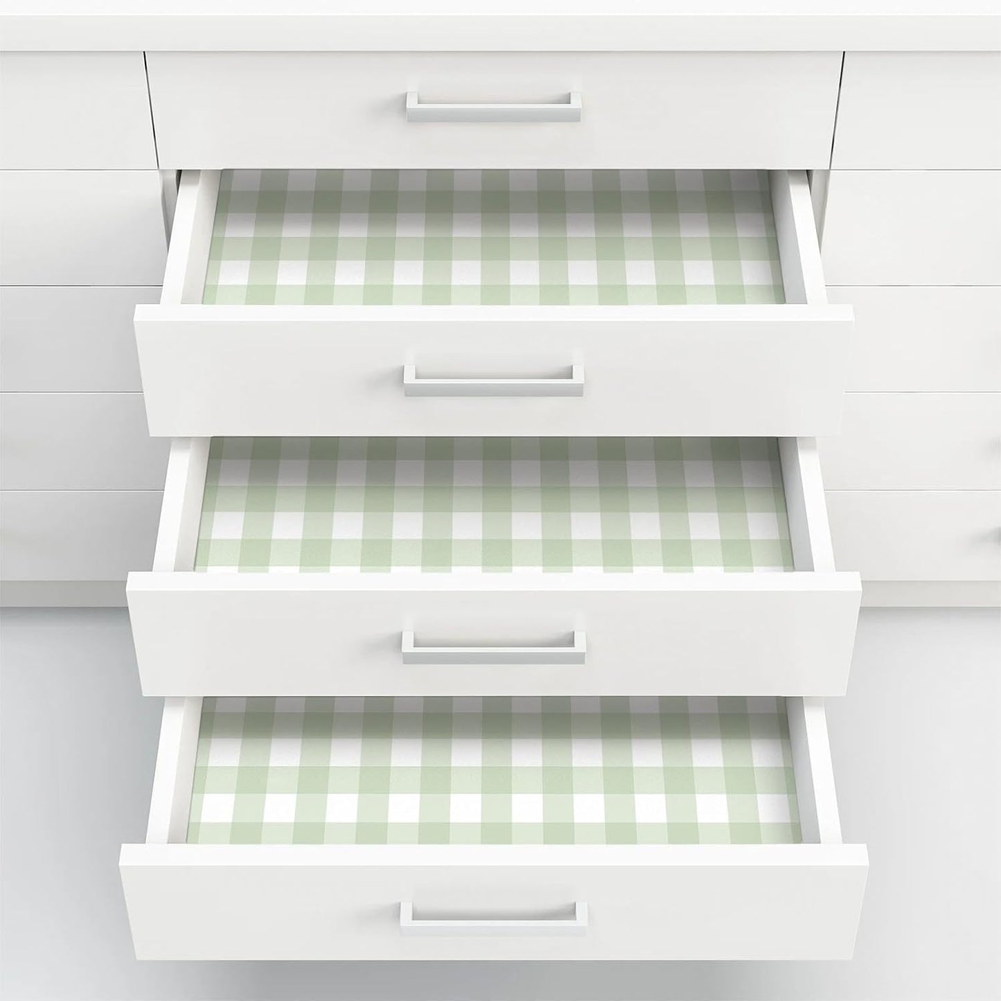 Plaid Peel and Stick Wallpaper Boho Plaid Contact Paper for Cabinet Checkered / 17.3 x 197 / Green