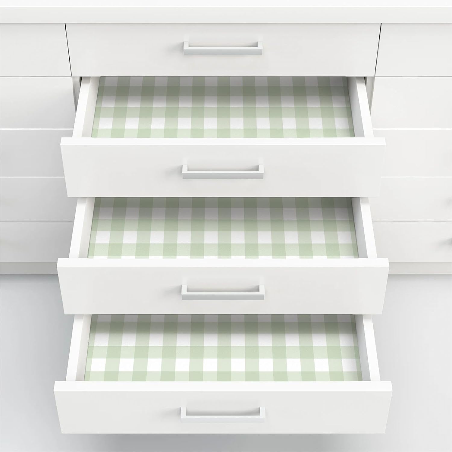 Plaid Peel and Stick Wallpaper Boho Plaid Contact Paper for Cabinet Checkered / 17.3 x 197 / Green