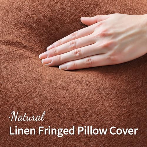 MIULEE Linen Fringe Decorative Fall Throw Pillow Covers Late Autumn 18x18
