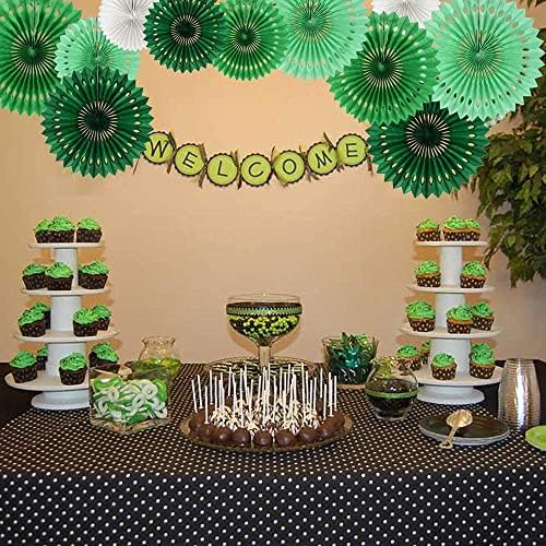 BEISHIDA Honeycomb Round Paper Fans Green White Hanging Party Decoration