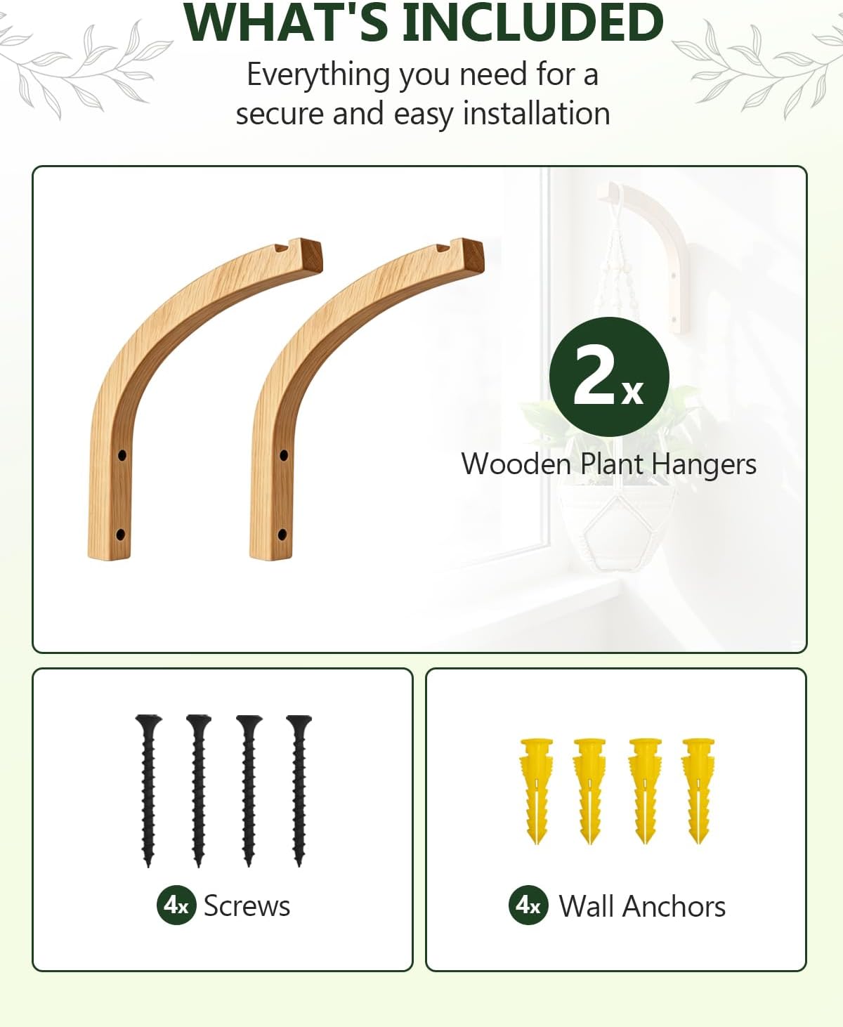 Wooden Plant Hangers / 1-arc Style / Set of 2
