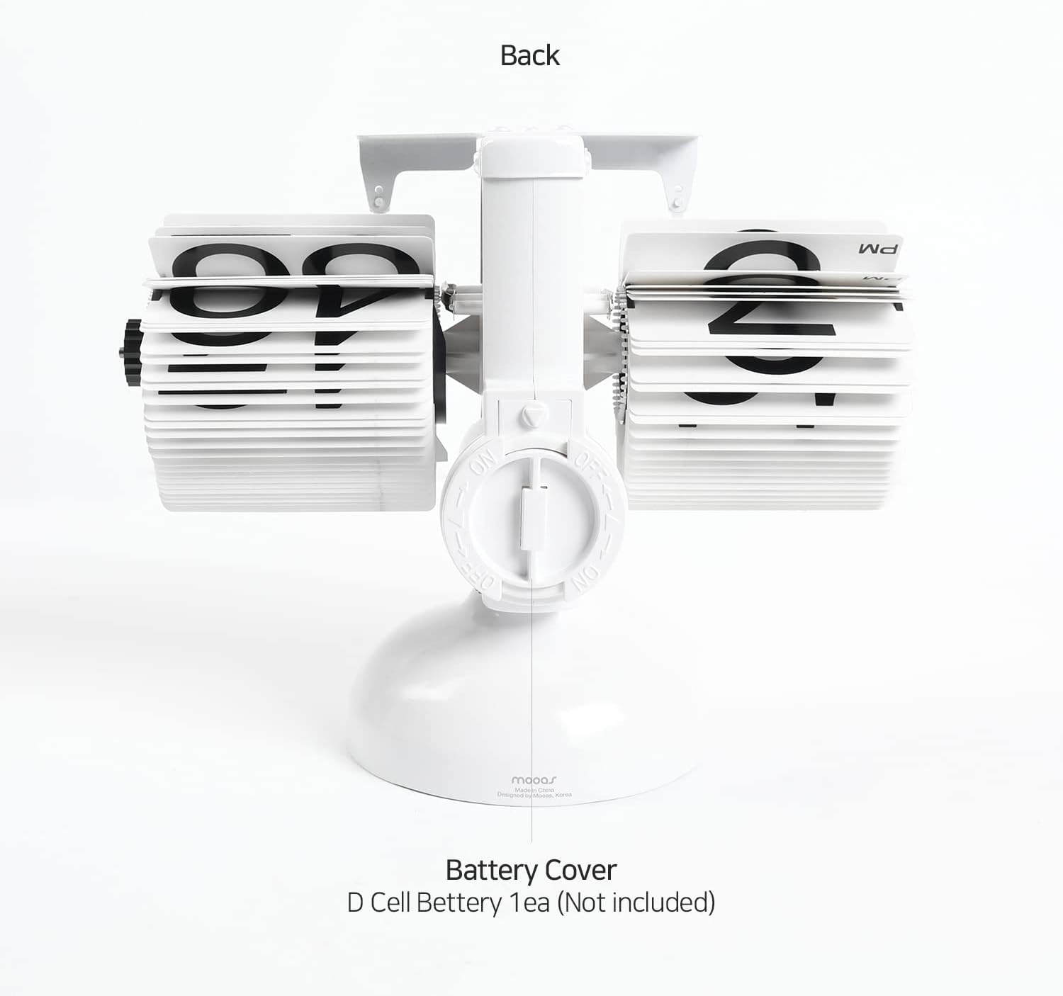 mooas Flip Desk Clock (White), Retro Vintage Design Auto Flip Table Clock | Large Number Battery Powered Internal Gear