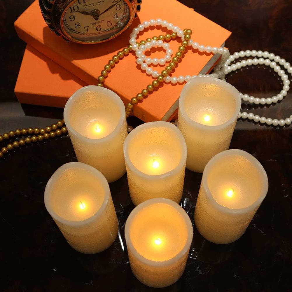 H-BLOSSOM Flickering Flameless Candles Battery Operated Real Wax Pillar Candles LED Candles with Cycling 5H Timer Pack
