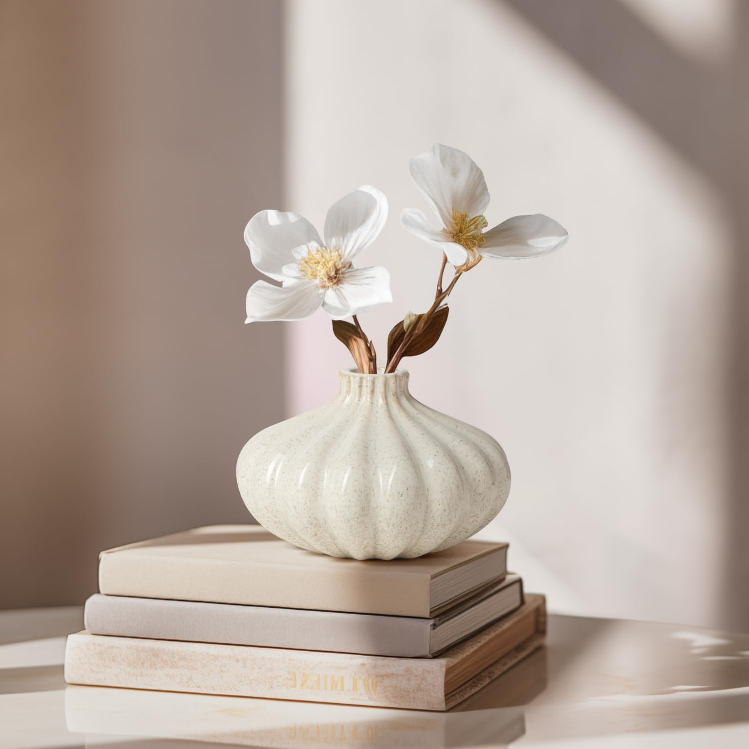 Allium Reactive Glaze Ceramic Bud Vase / Reactive White Glaze / 3-inch / 3 Inch