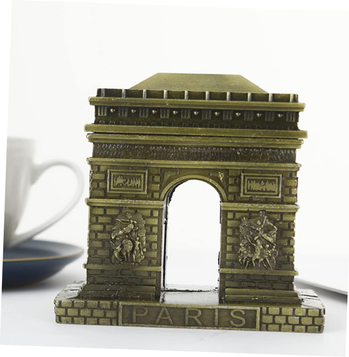 Vintage Triumphal Arch Model Metal Building Desktop Ornament Unique / 6 x 4 x 6 / Cm / Golden