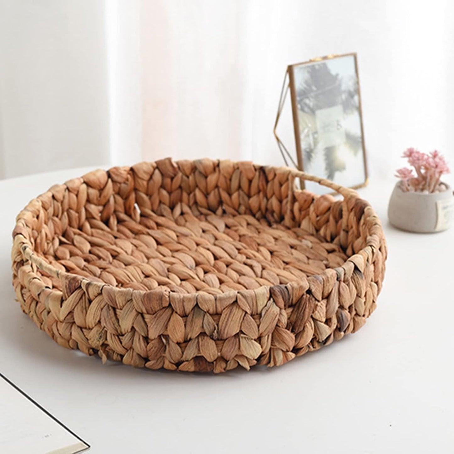 Round Rattan Serving Tray / 14.6 Inch