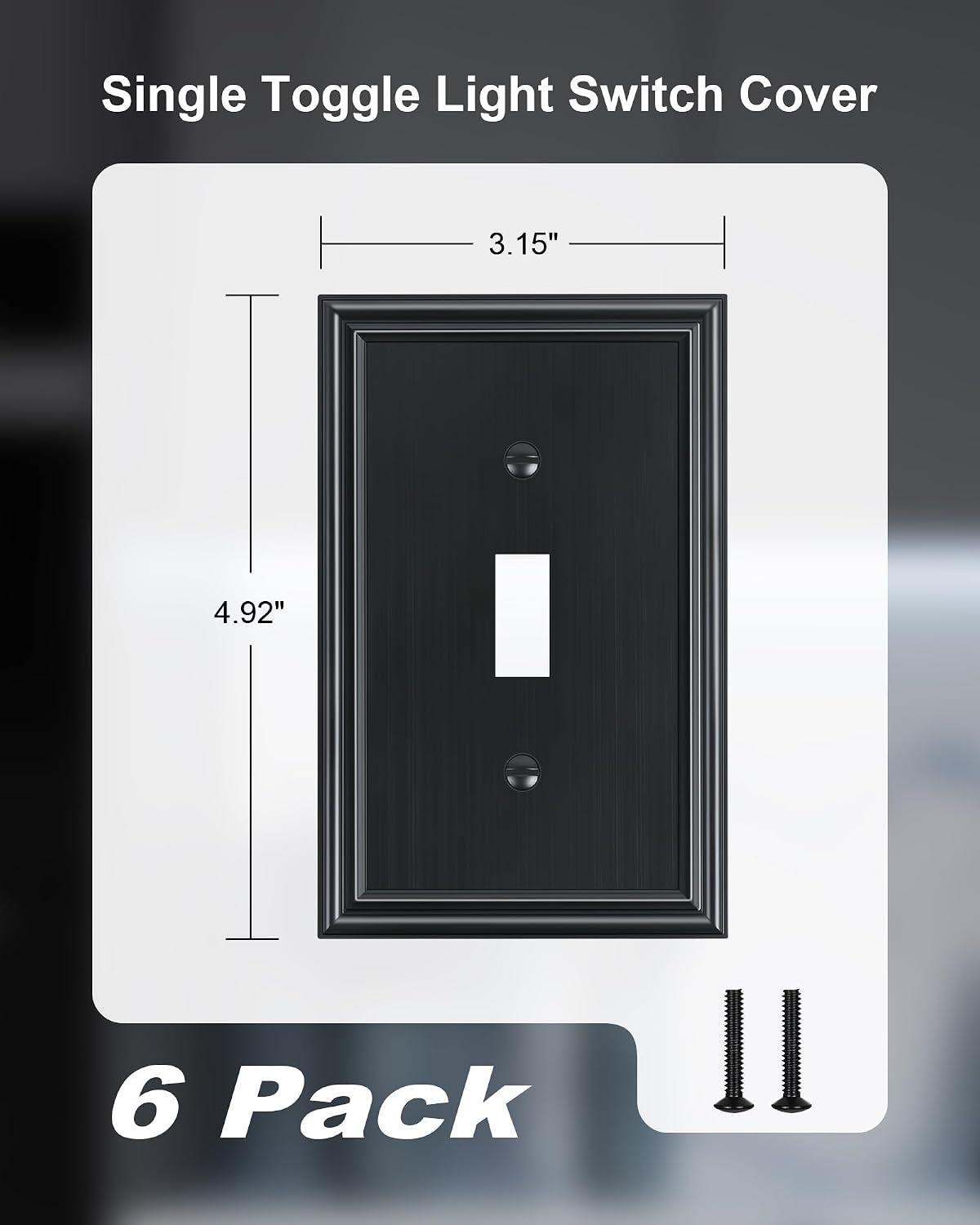 6-Pack Zinc Alloy Single Toggle Light Switch Cover Plate, Solid Wall Plate | Decorative Switch Plate Covers, Durable 1