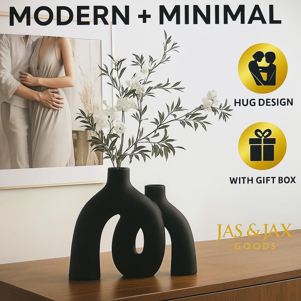 Matte Ceramic Vase Set / Black