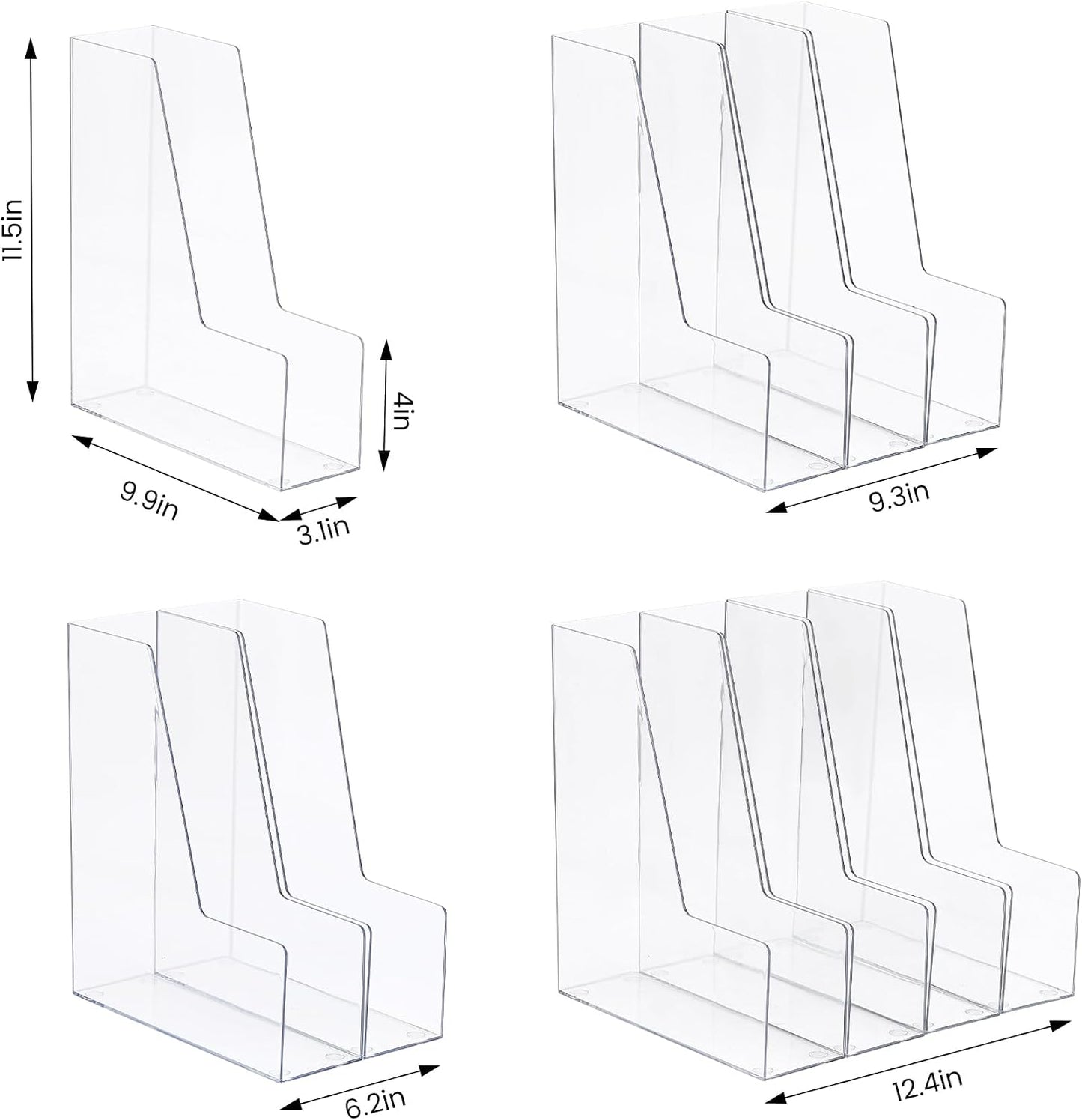 CiWiVOKi Vertical File Holder, Clear PET Desk Organizer and Storage Bins Holding for Magazines, Binders, Notebooks