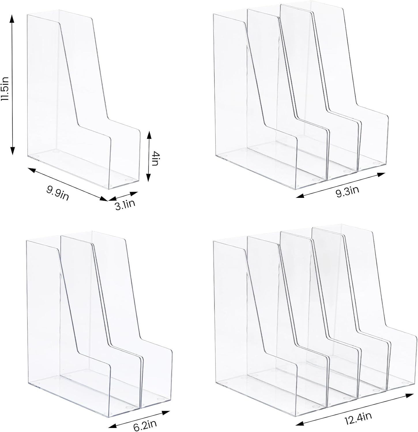 CiWiVOKi Vertical File Holder, PET Desk Organizer, Multi-purpose Plastic Document Storage Bins for Magazines, Binders