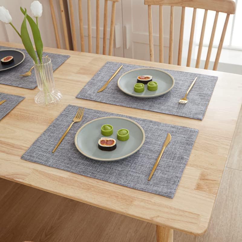 Weabetfu Cloth Placemats Set of 6 Heat Resistant Dining Table Placemmats | Cotton Linen Machine Washable Kitchen Table