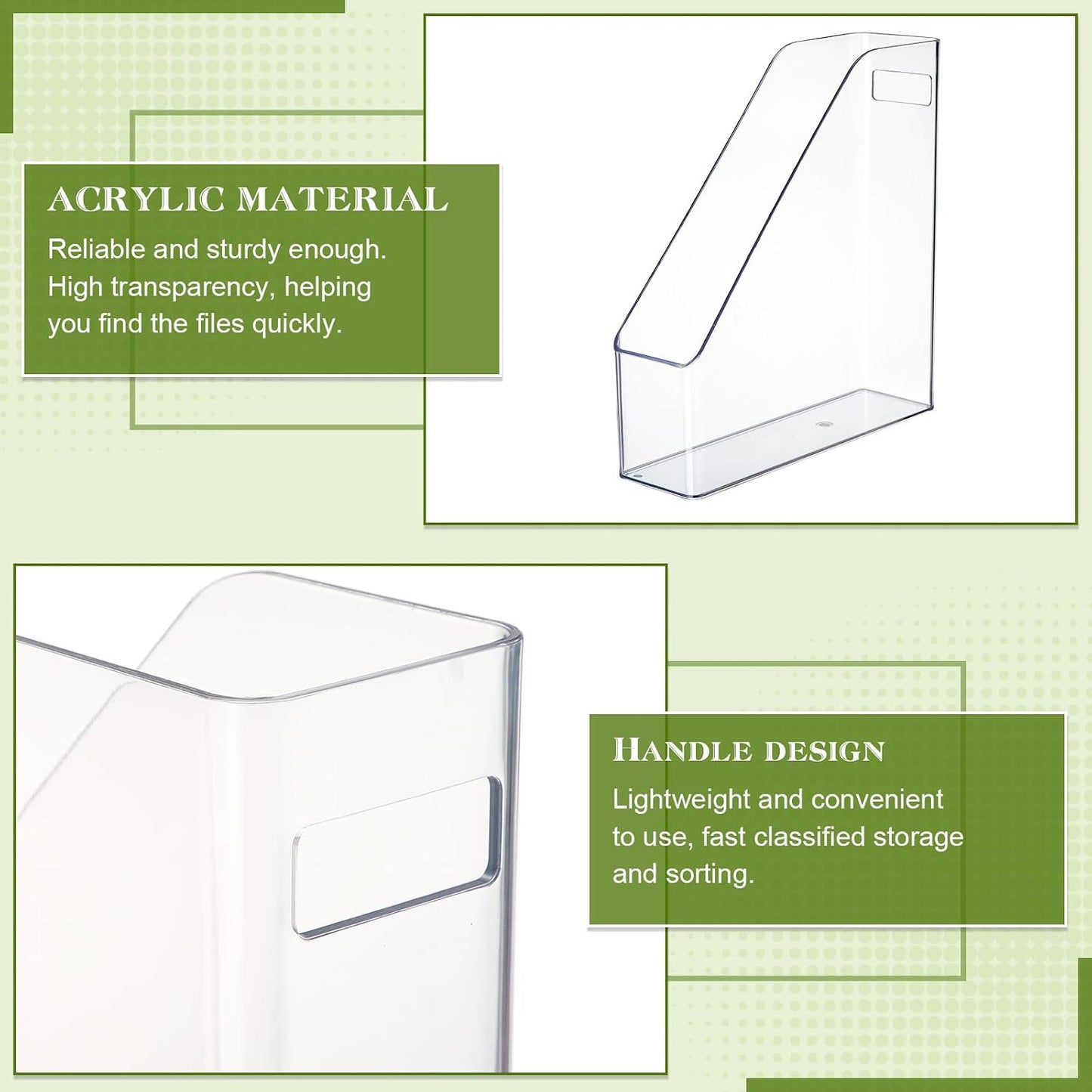 Marsui 20 Pcs Clear Acrylic Magazine Holder with Handle Desk Organizer | Vertical File Rack for School Locker and