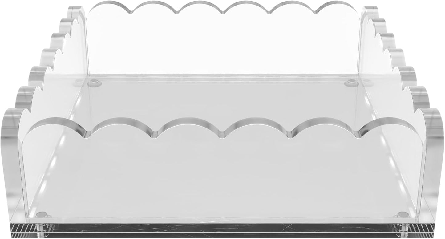 Scalloped Acrylic Tray / Clear / 8 x 8