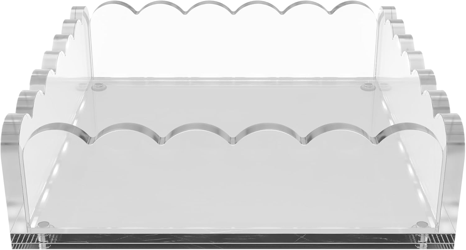 Scalloped Acrylic Tray / Clear / 8 x 8